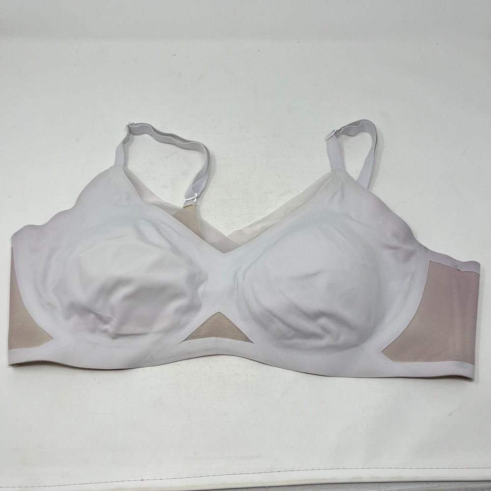 Honeylove Crossover Bra Light Grey Tan Mesh Wire-Free Support XL LWBR0302